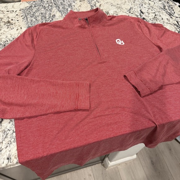 JOHNNIE O Oklahoma Sooners Mens Crimson XL Quarter Zip Pullover Red Long Sleeve - Picture 9 of 13